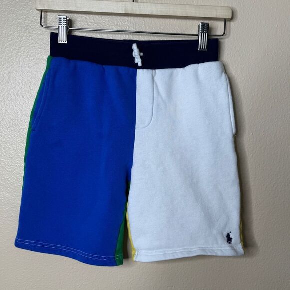 Polo Ralph Lauren Shorts Boys Medium Fleece Colorblock Colorful Preppy Pockets - Picture 1 of 8
